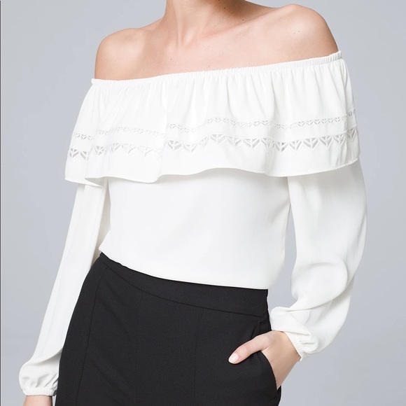 White House Black Market Tops - White House Black Market Off the Shoulder White Blouse, Size XXS